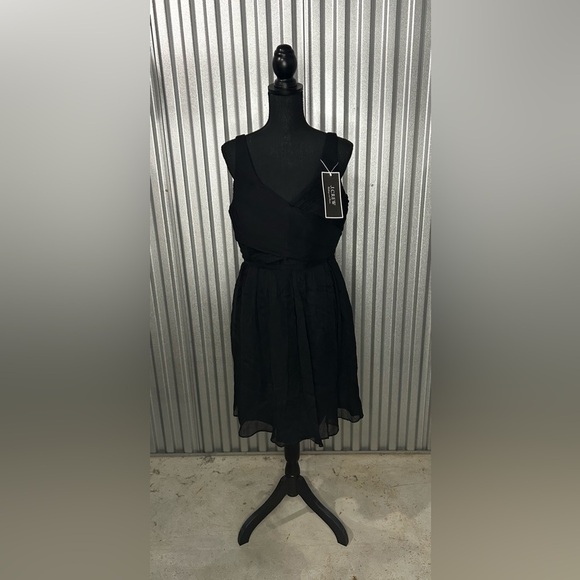 Women’s J. Crew NWT Black Silk Sleeveless Strap Midi Dress Designer Size 14 - Picture 1 of 4